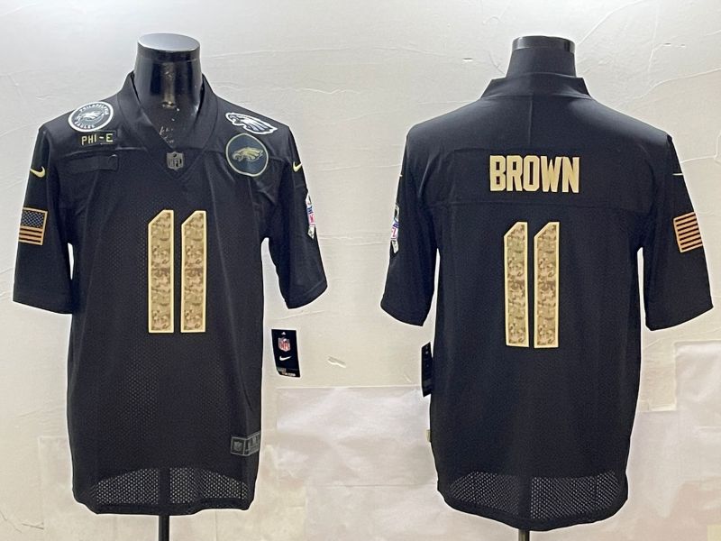 Men Philadelphia Eagles #11 Brown Black 2025 Nike Salute to Service Limited NFL Jersey style 1
